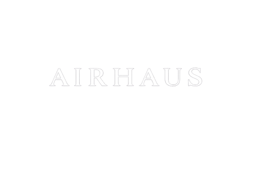 The word AIRHAUS appears in a thin outlined serif typeface centered on a plain white background.